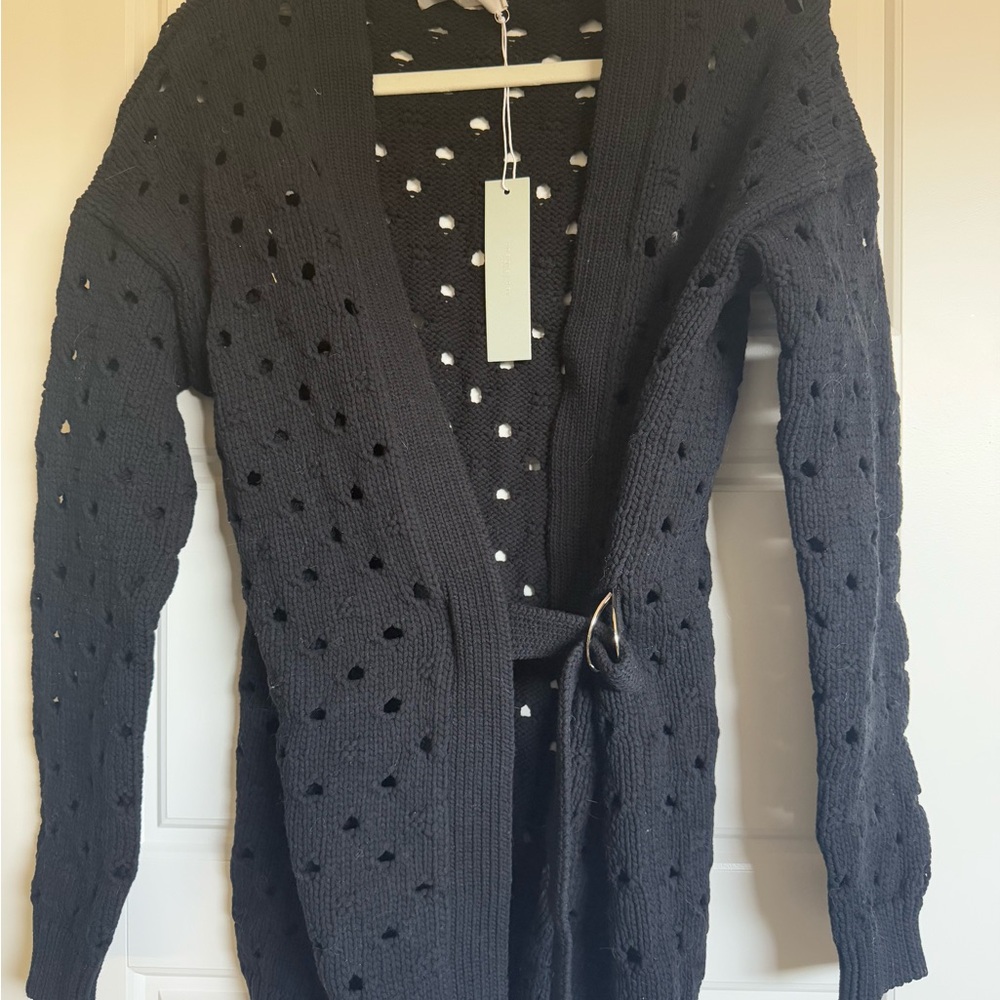 Black Open-Knit Cardigan